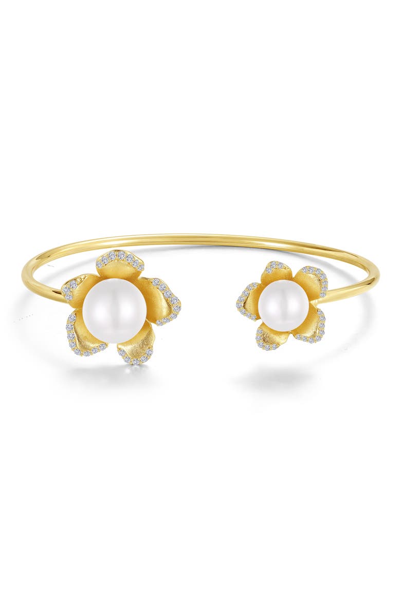 Brushed Flower Bangle Bracelet, Main, color, WHITE