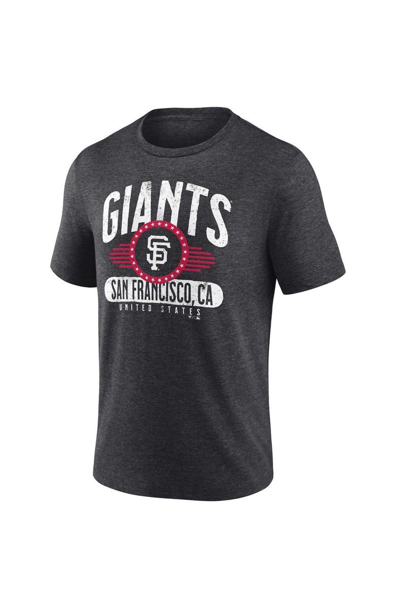 FANATICS Men's Fanatics Branded Heathered Charcoal San Francisco Giants Badge of Honor Tri-Blend T-Shirt, Alternate, color, 