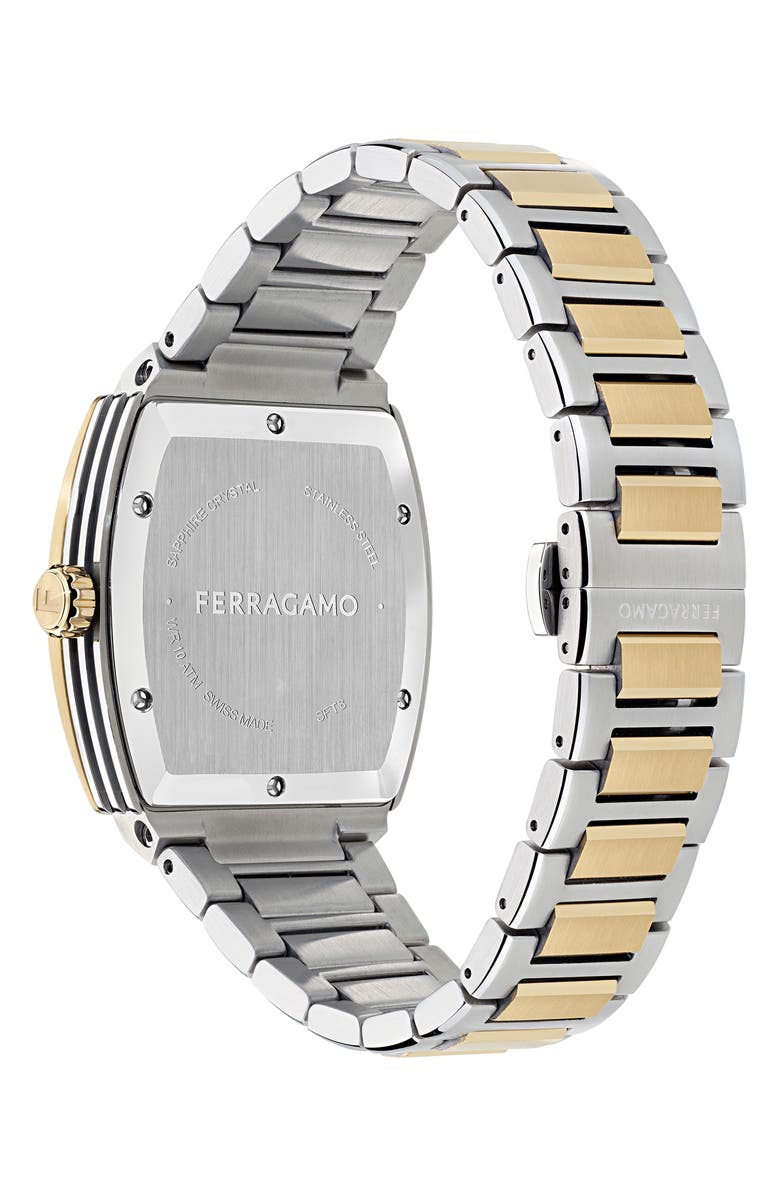 FERRAGAMO F-80 Tonneau Two-Tone Bracelet Watch, 42mm, Alternate, color, Two Tone