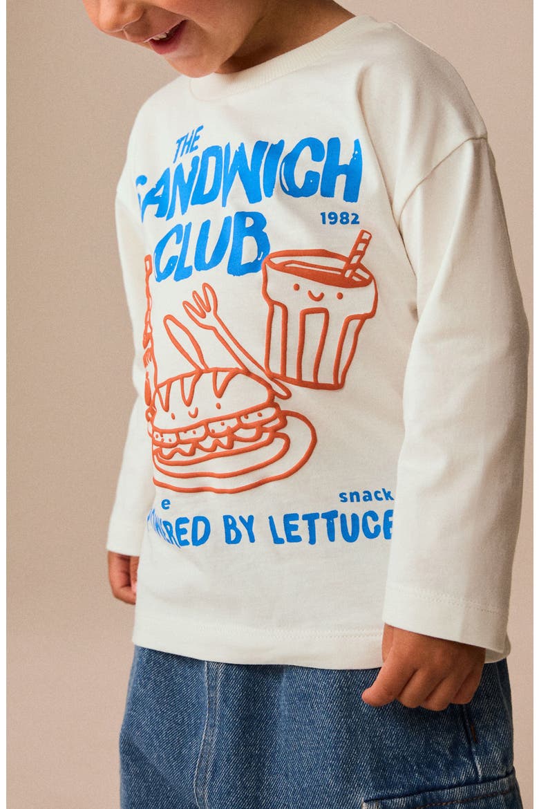Kids' The Sandwich Club Long Sleeve Cotton Graphic T-Shirt, Alternate, color, CREAM