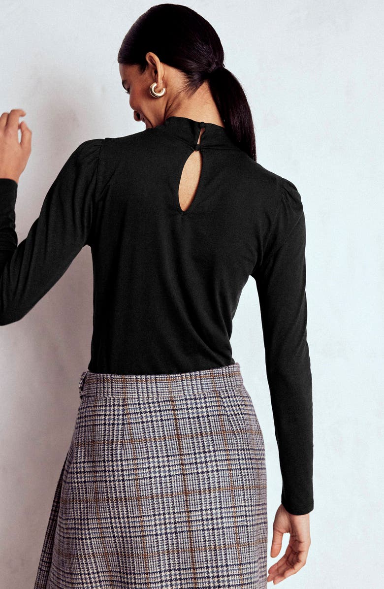 Boden Puff Shoulder Jersey Top, Alternate, color, Black