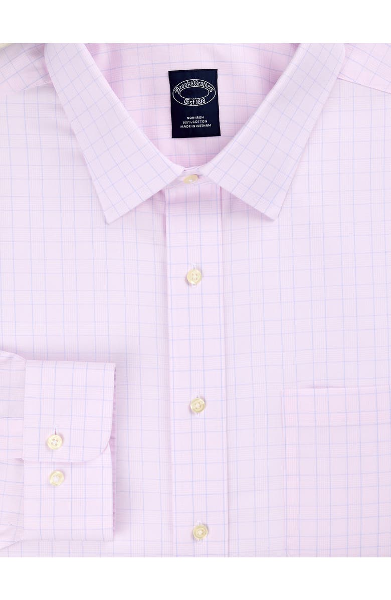 B+T Essentials Fit by Dxl Big & Tall  Non-Iron Glen Plaid Dress Shirt, Alternate, color, Pink