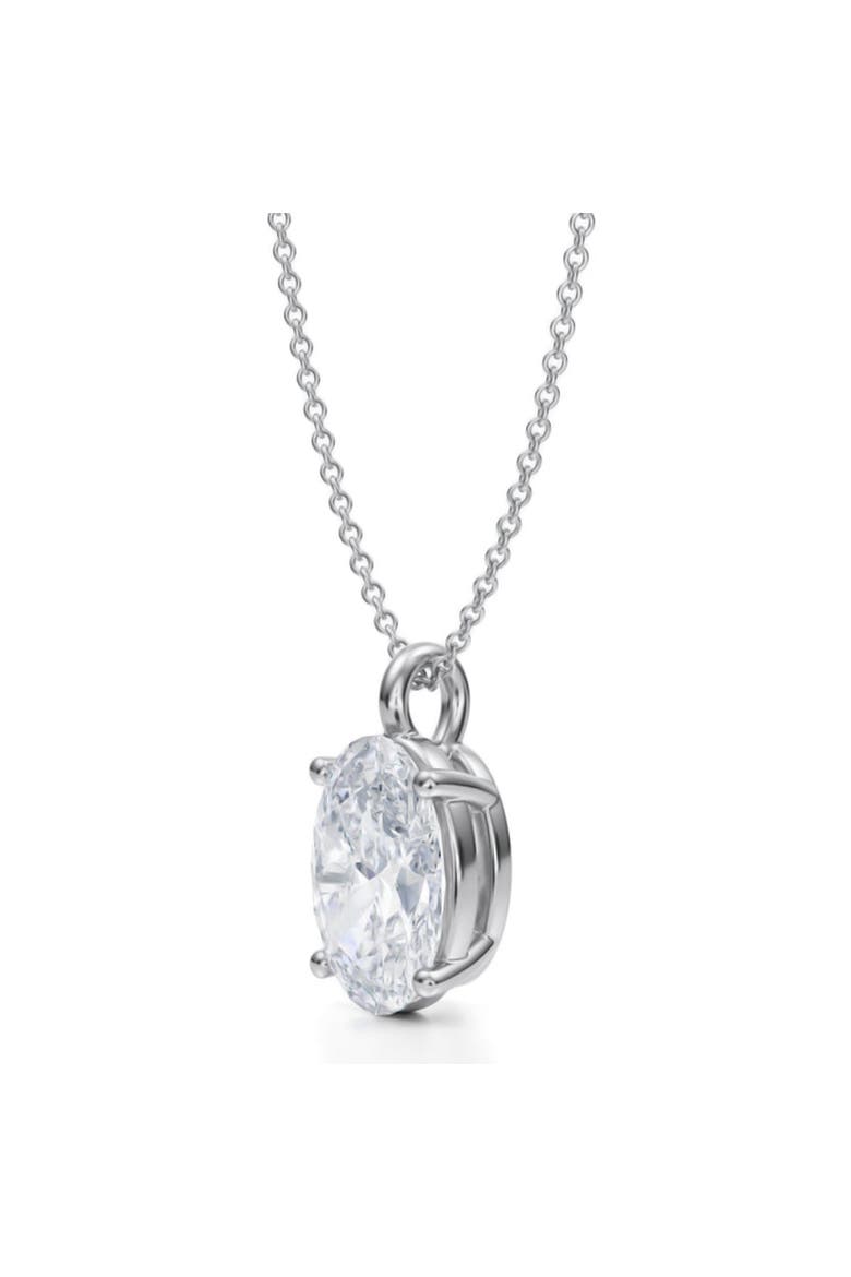Oval Solitaire Lab Diamond Pendant Necklace 14K 3.0ct, Alternate, color, White Gold