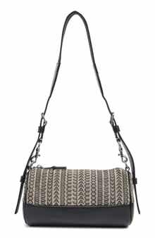 Logo Jacquard & Leather Barrel Shoulder Bag