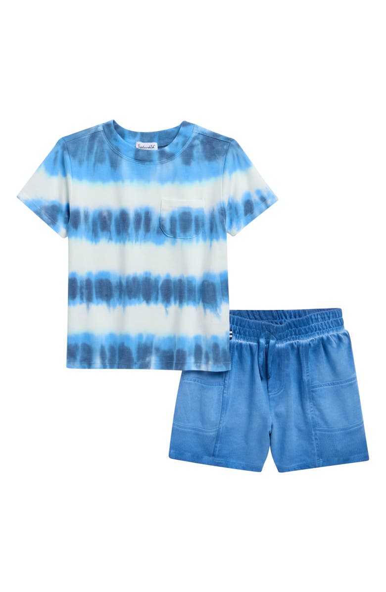 Splendid Kids' Sagrasso Tie Dye Pocket T-Shirt & Drawstring Shorts Set, Main, color, Sagrasso Tie Dye