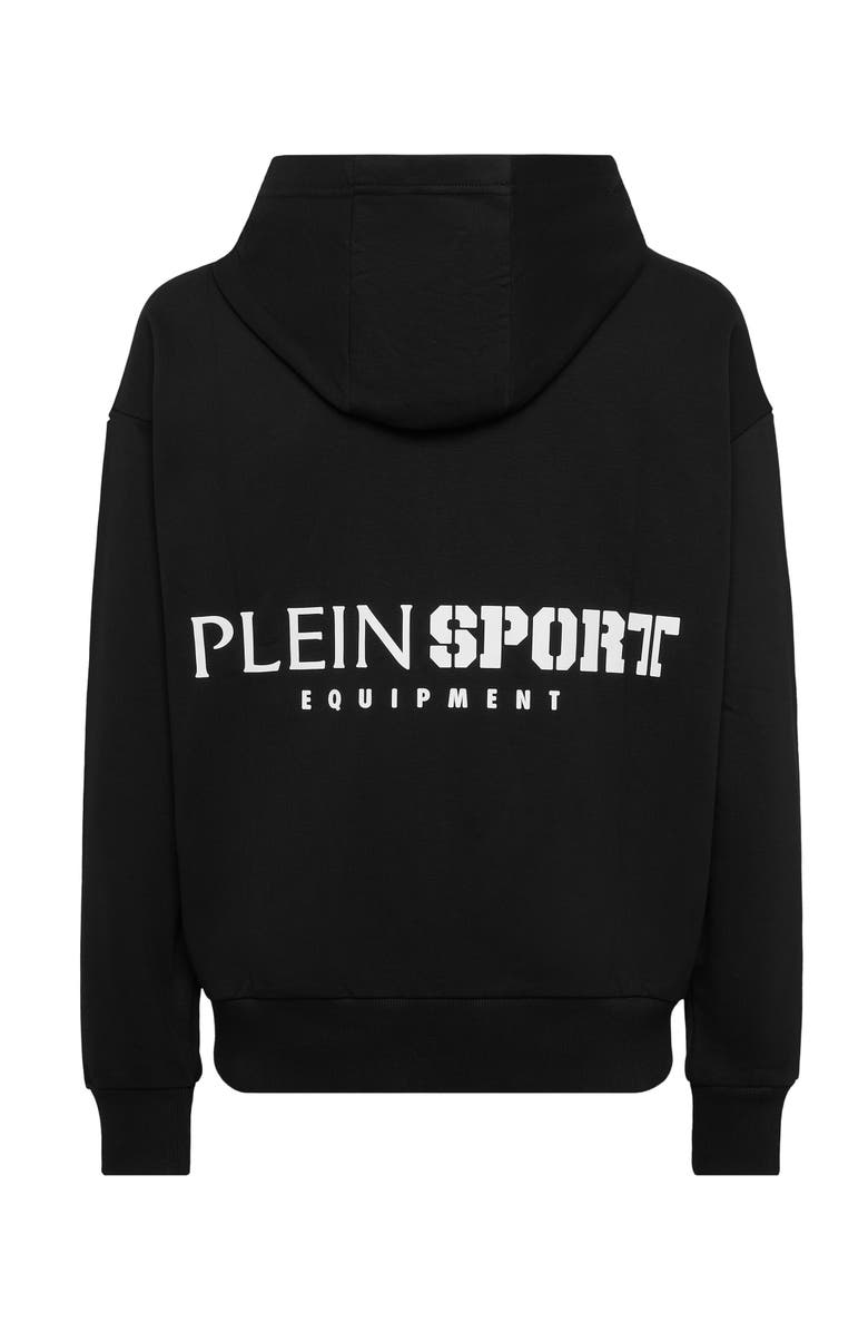 PLEIN SPORT Oversize Zipped Hoodie Sweatshirt Ls Scratch Men, Alternate, color, Black