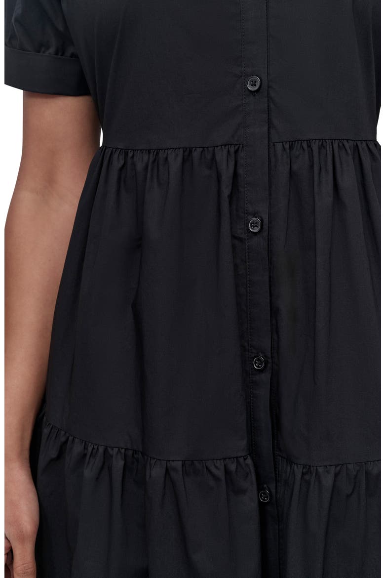 Short Sleeve Tiered Cotton Poplin Shirtdress, Alternate, color, BLACK
