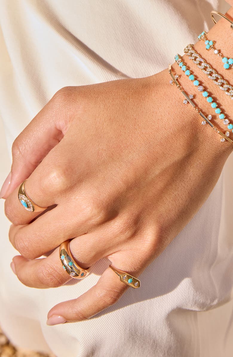 Zoë Chicco 14K Gold Turquoise & Diamond Signet Ring, Alternate, color, 14K Yellow Gold / Turquoise