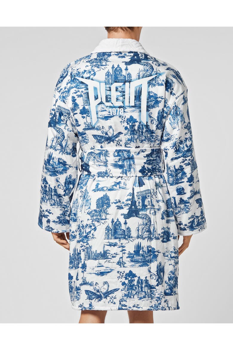 Bathrobe En Plein Air Unisex, Alternate, color, white/darkblue