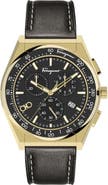 FERRAGAMO Chronograph Sport Leather Strap Watch, 43mm