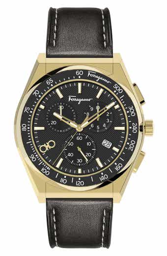 FERRAGAMO Chronograph Sport Leather Strap Watch, 43mm