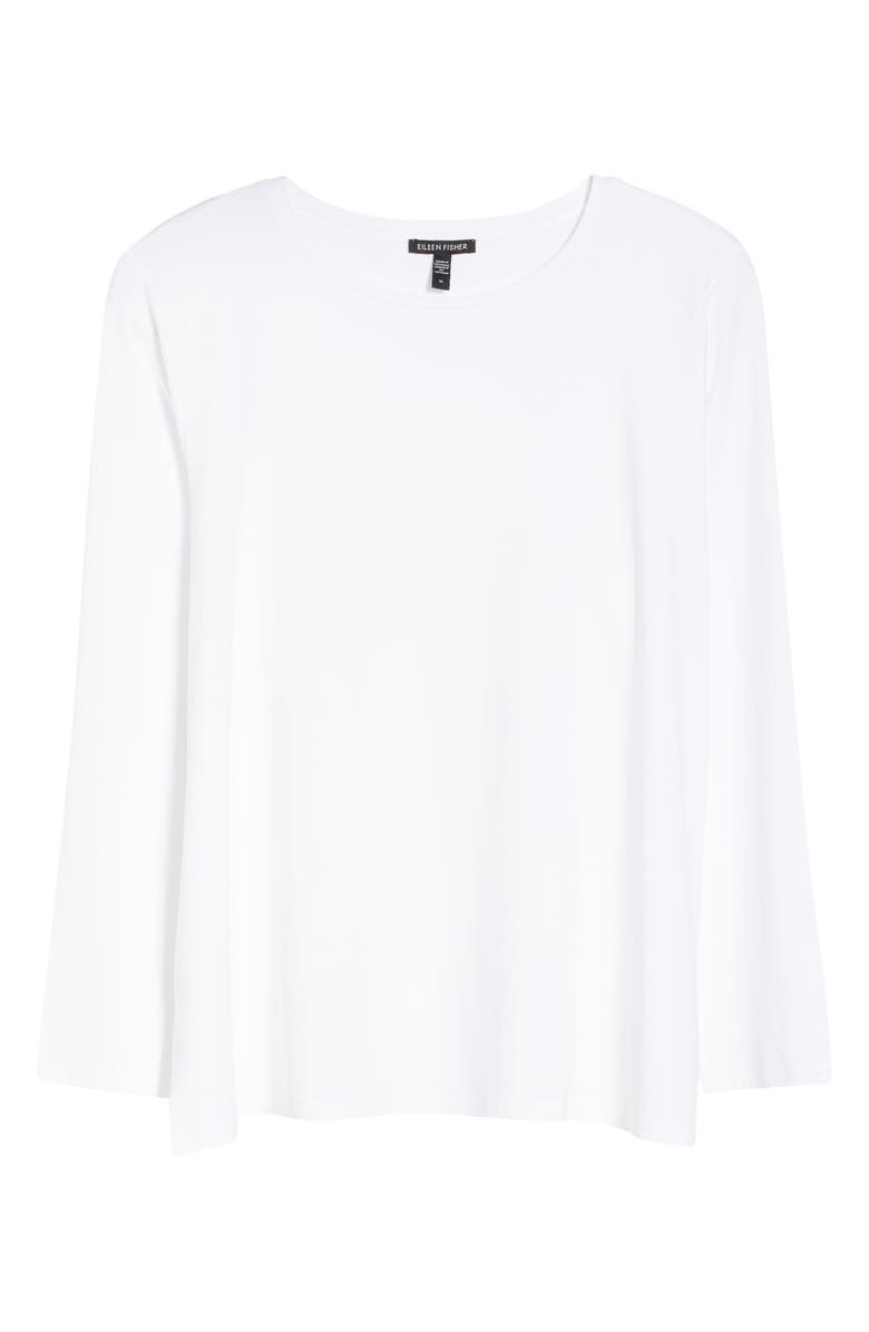 Eileen Fisher Long Sleeve Crewneck Top, Alternate, color, White