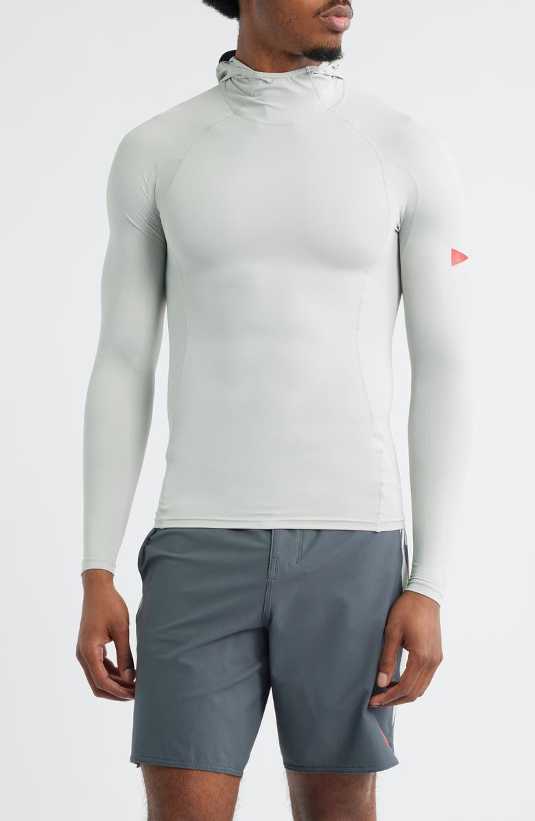 Florence Long Sleeve Hooded Rashguard, Main, color, Silver