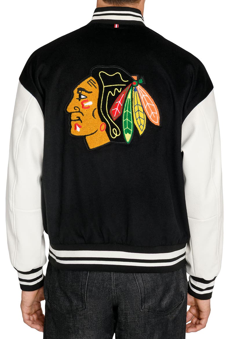 Chicago Blackhawks Bomber Jacket, Alternate, color, BLACK