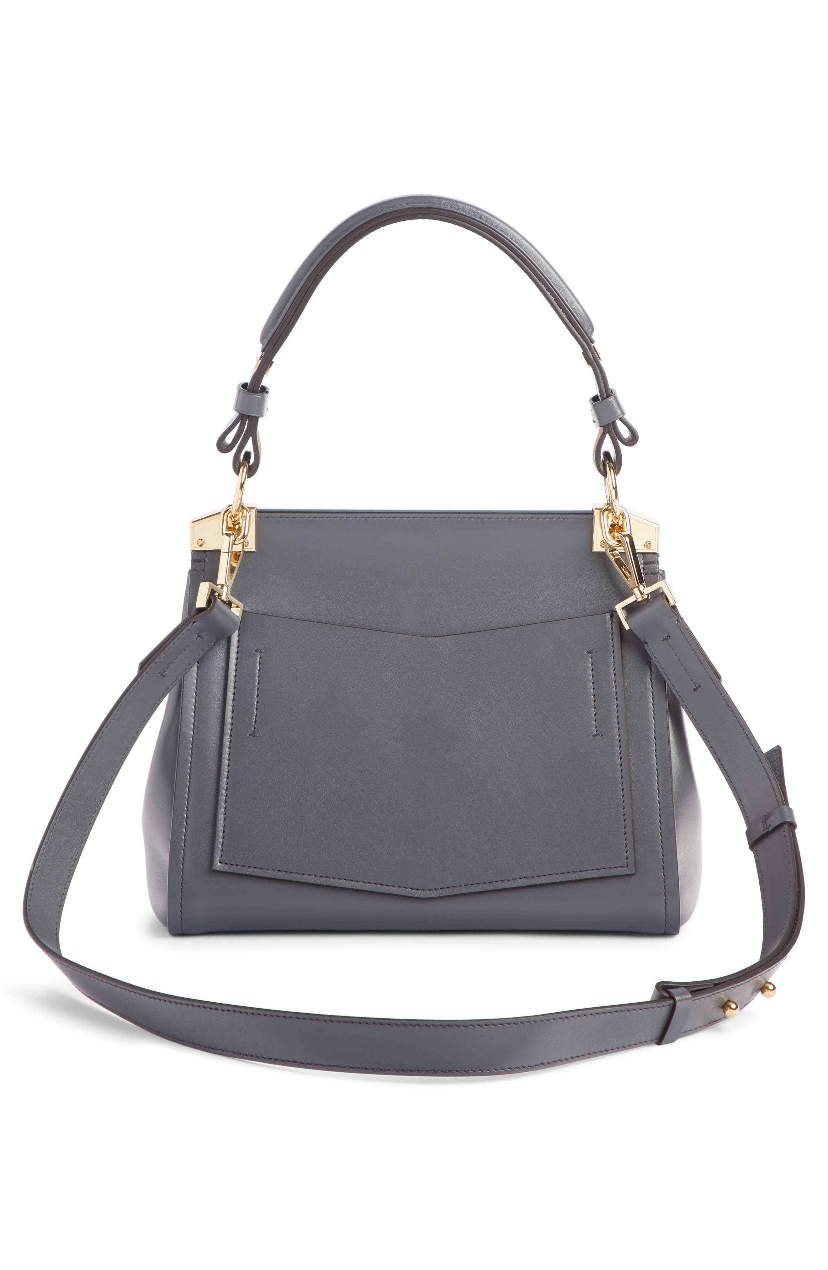 Small Mystic Leather Satchel, Alternate, color, STORM GREY