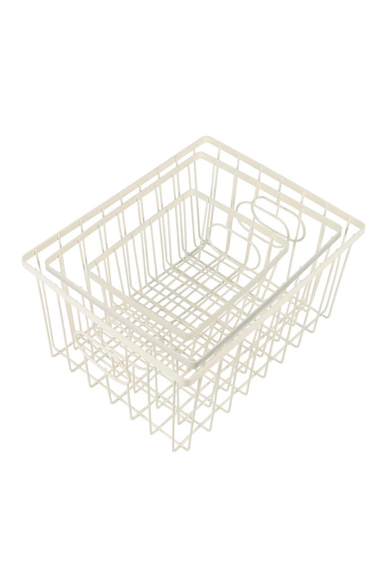 Camden Vintage Industrial Handmade Wire Metal Nesting Storage Baskets, Alternate, color, Almond