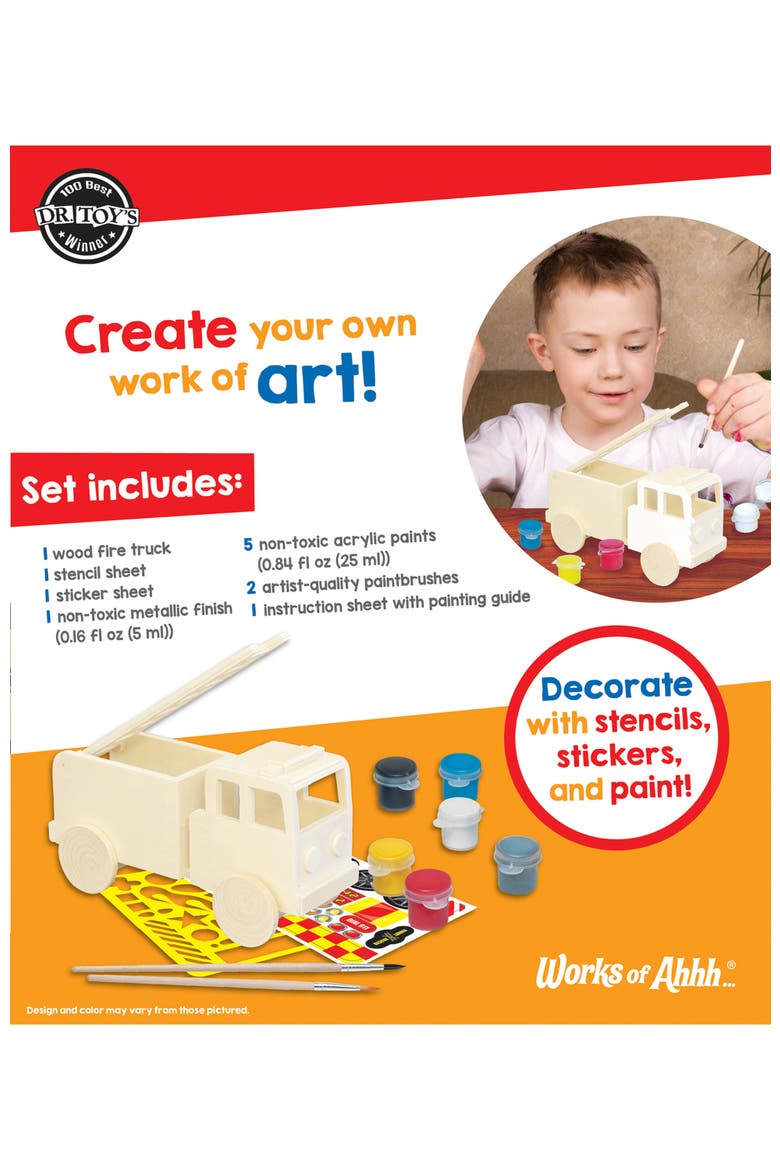 Firetruck Wood Craft & Paint Kit, Alternate, color, Multicolor