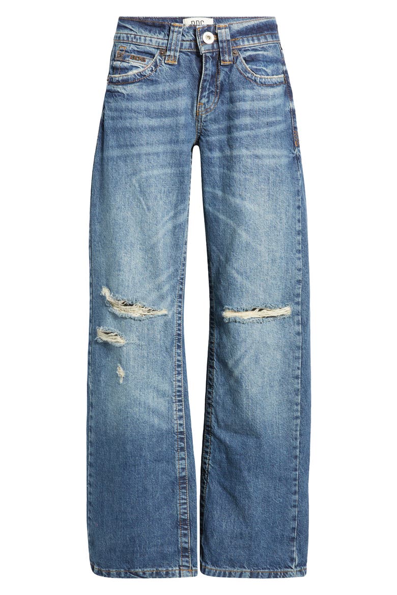 Kayla Ripped Low Rise Wide Leg Jeans, Alternate, color, BLUE