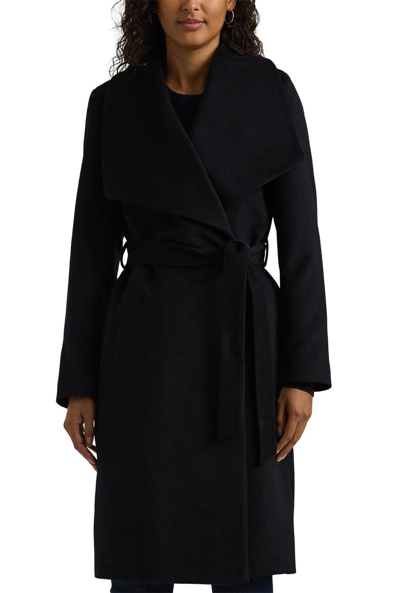 Longline Wool Blend Wrap Coat, Alternate, color, REGAL NAVY BLUE