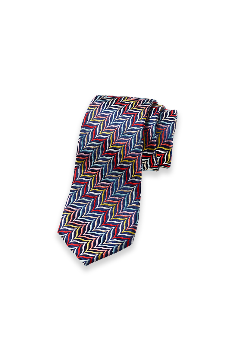 Paul Fredrick Patterned Woven Silk Tie, Main, color, Black Multi