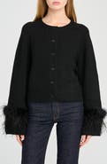 WAYF x Rose Lola Prince Feather Trim Cardigan