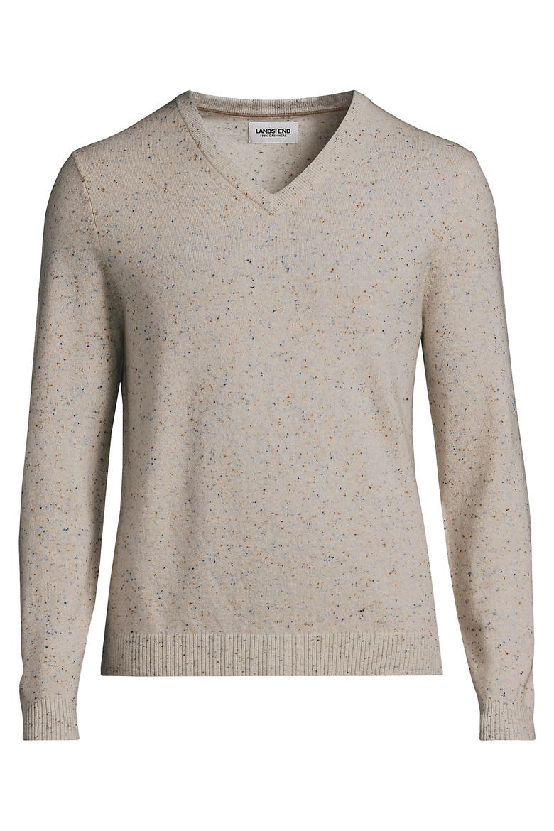 Fine Gauge Cashmere V-neck Sweater, Alternate, color, Solstice Donegal