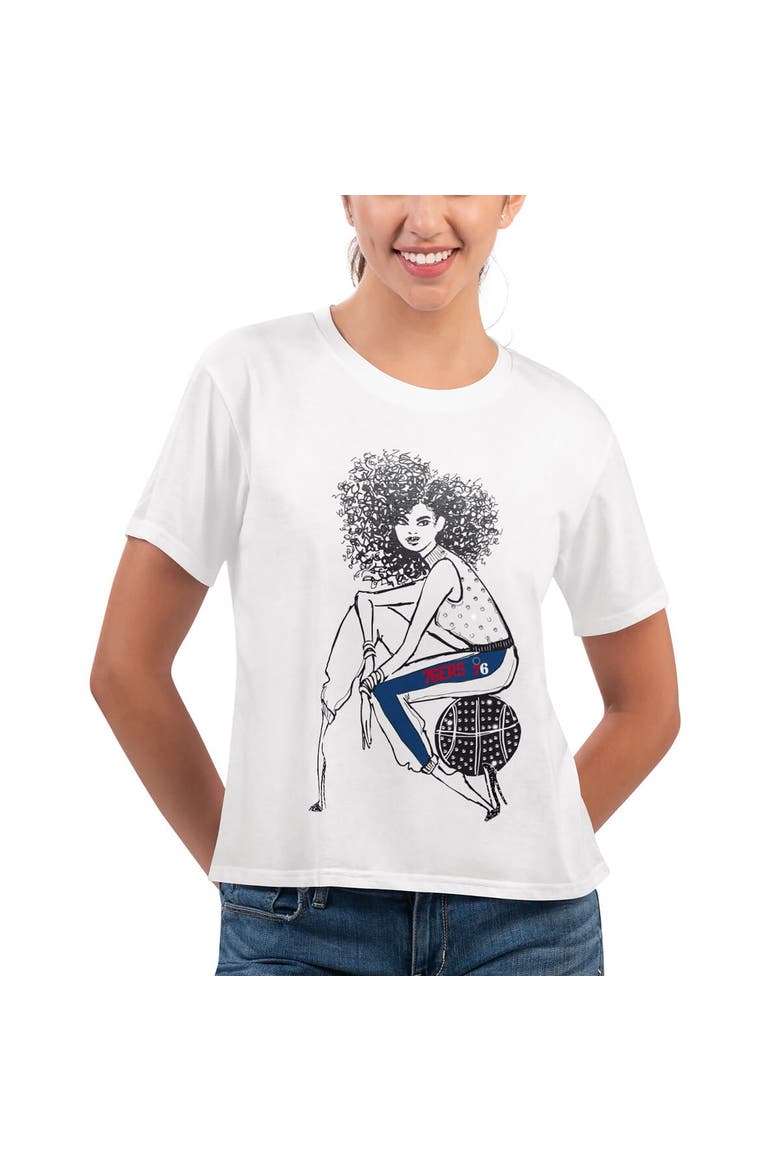 Women's G-III 4Her by Carl Banks White Philadelphia 76ers Play the Ball Cropped T-Shirt, Main, color, White