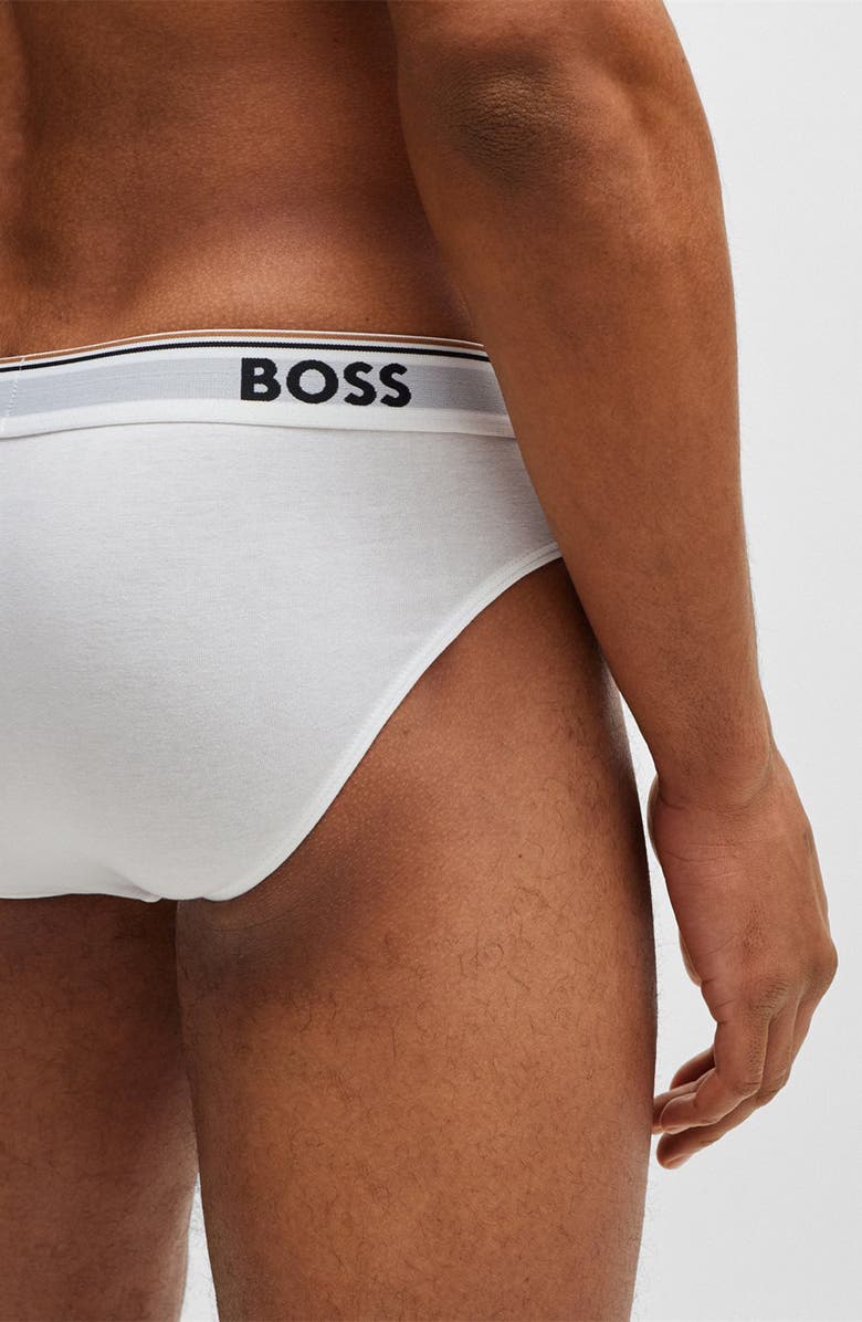 BOSS 3-Pack Power Stretch Cotton Briefs, Alternate, color, White