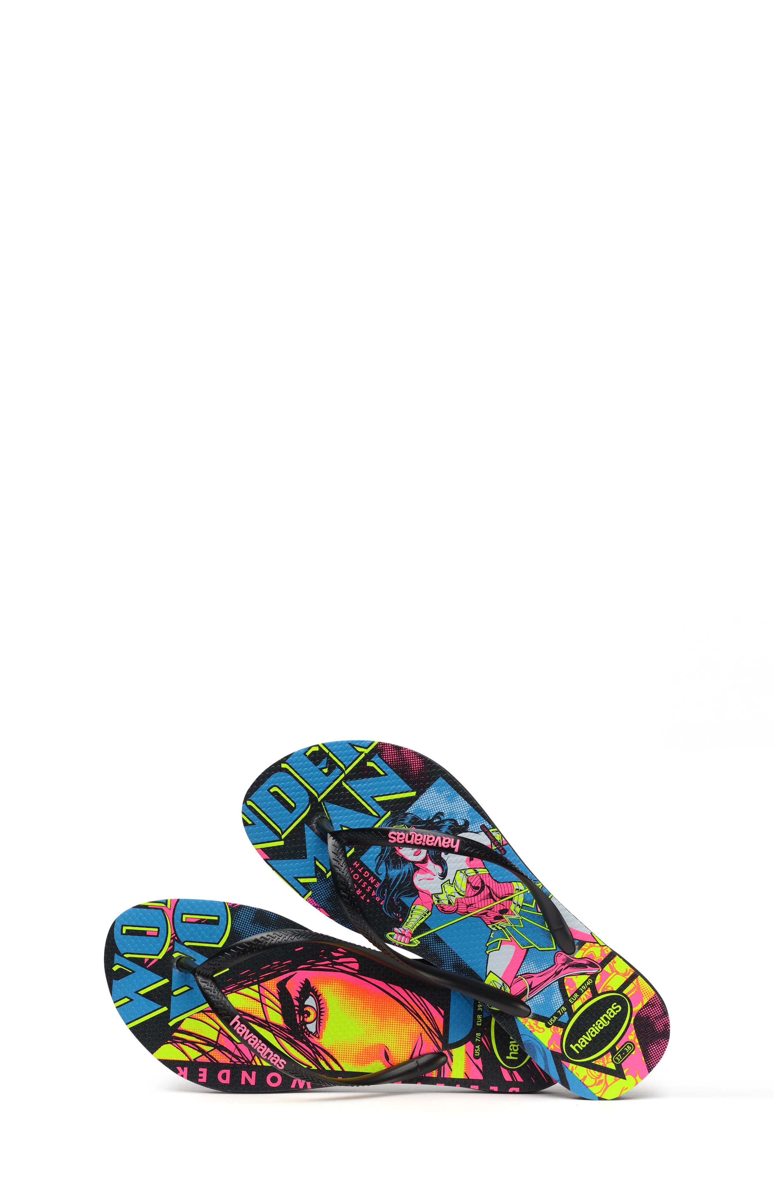 Havaianas Wonder Woman Mismatched Flip Flop, Alternate, color, 
