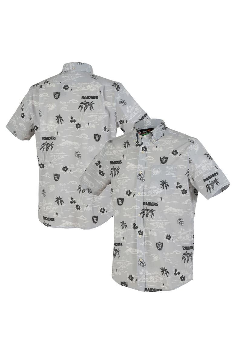 Men's Reyn Spooner Silver Las Vegas Raiders Kekai Performance Button-Down Shirt, Main, color, Silver