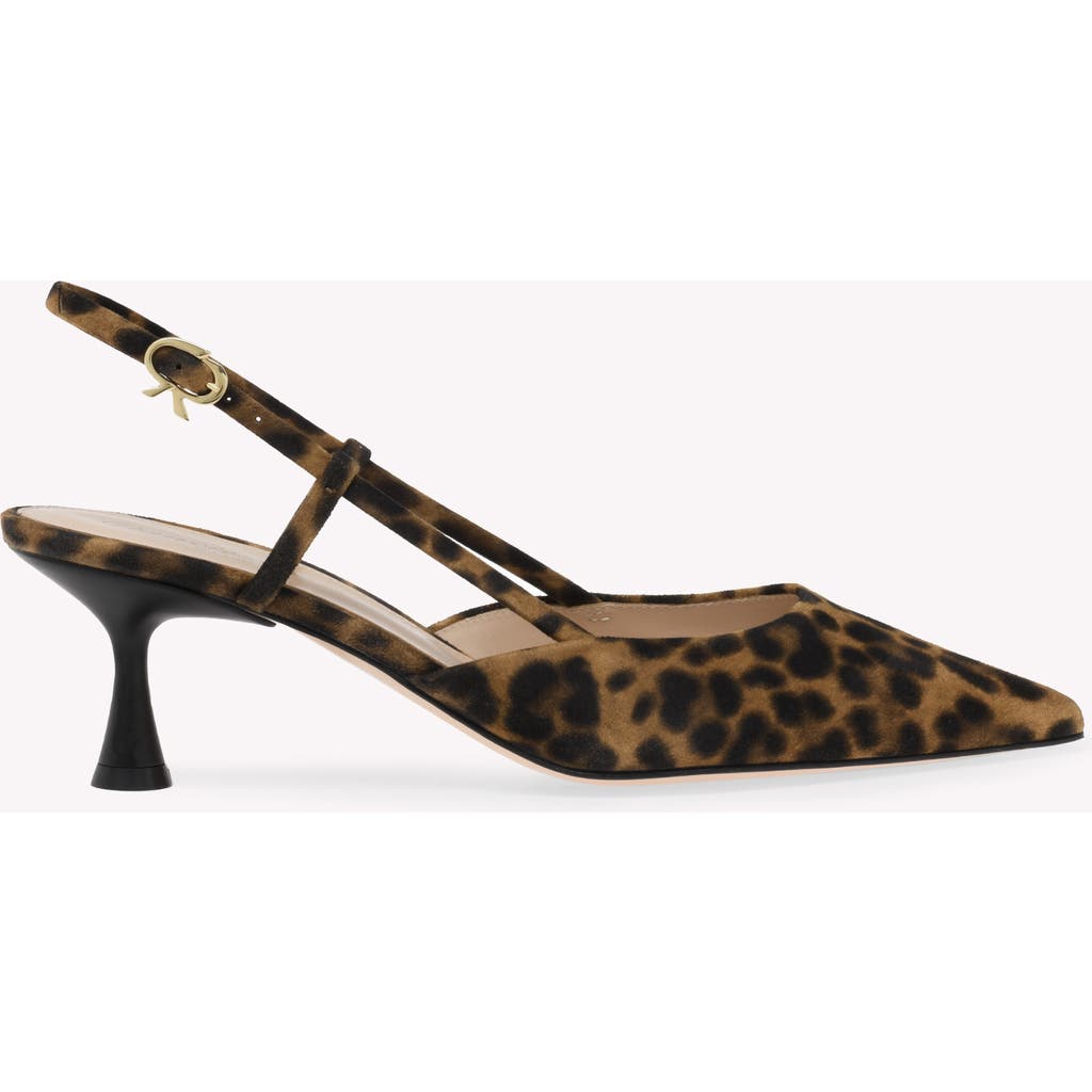 Gianvito Rossi Ascent Leopard-print Suede Slingback Pumps In Brown