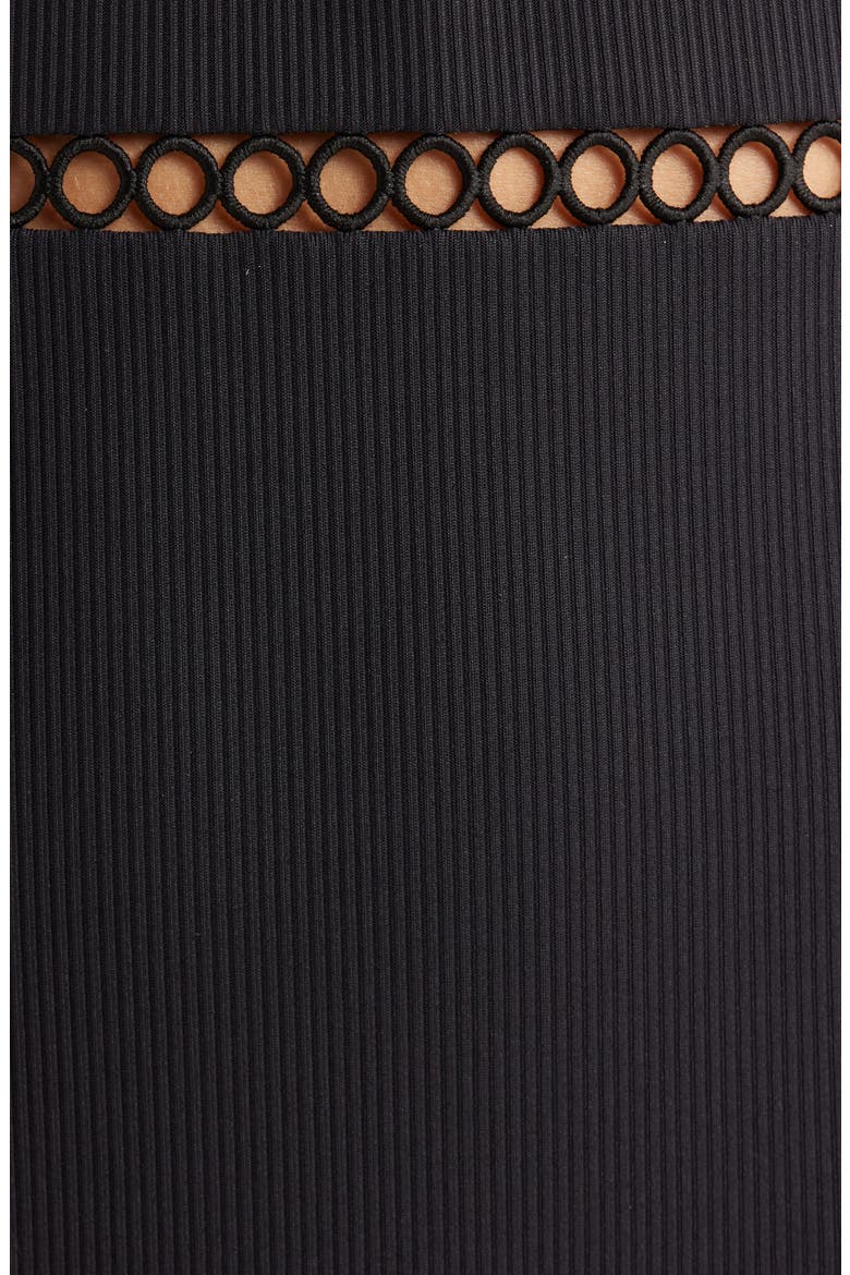 Open Knit Inset One-Piece Swimsuit, Alternate, color, BLACK
