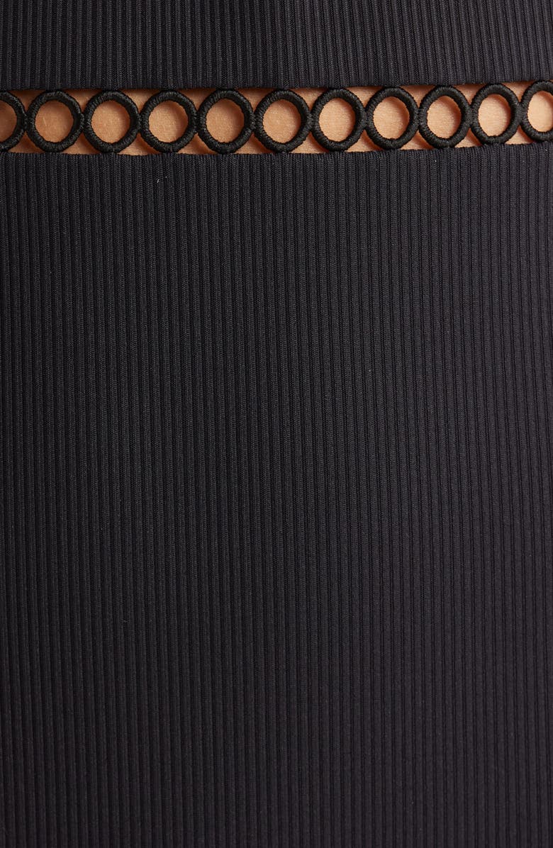 Becca Open Knit Inset One-Piece Swimsuit, Alternate, color, Black