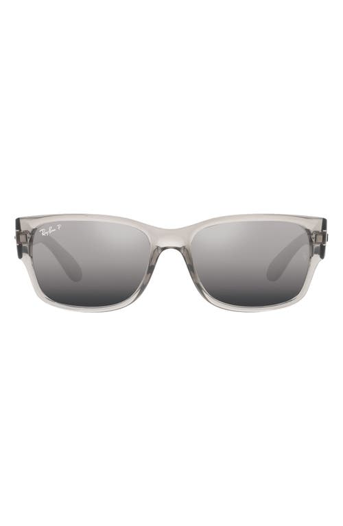 Ray Ban Ray-ban 58mm Polarized Rectangular Sunglasses In Transparent Grey