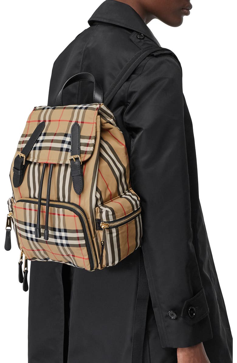 Burberry Medium Rucksack Vintage Check ECONYL<sup>®</sup> Backpack, Alternate, color,
