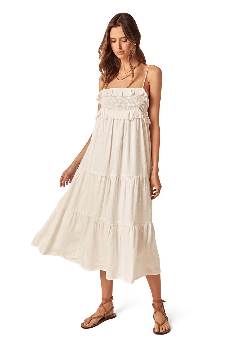 Florian Organic Cotton Midi Sundress, Alternate, color, WHITE