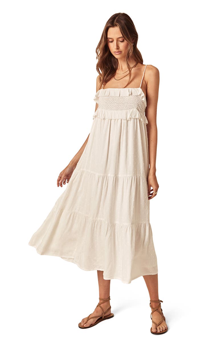 Nobody's Child Florian Organic Cotton Midi Sundress, Alternate, color, White