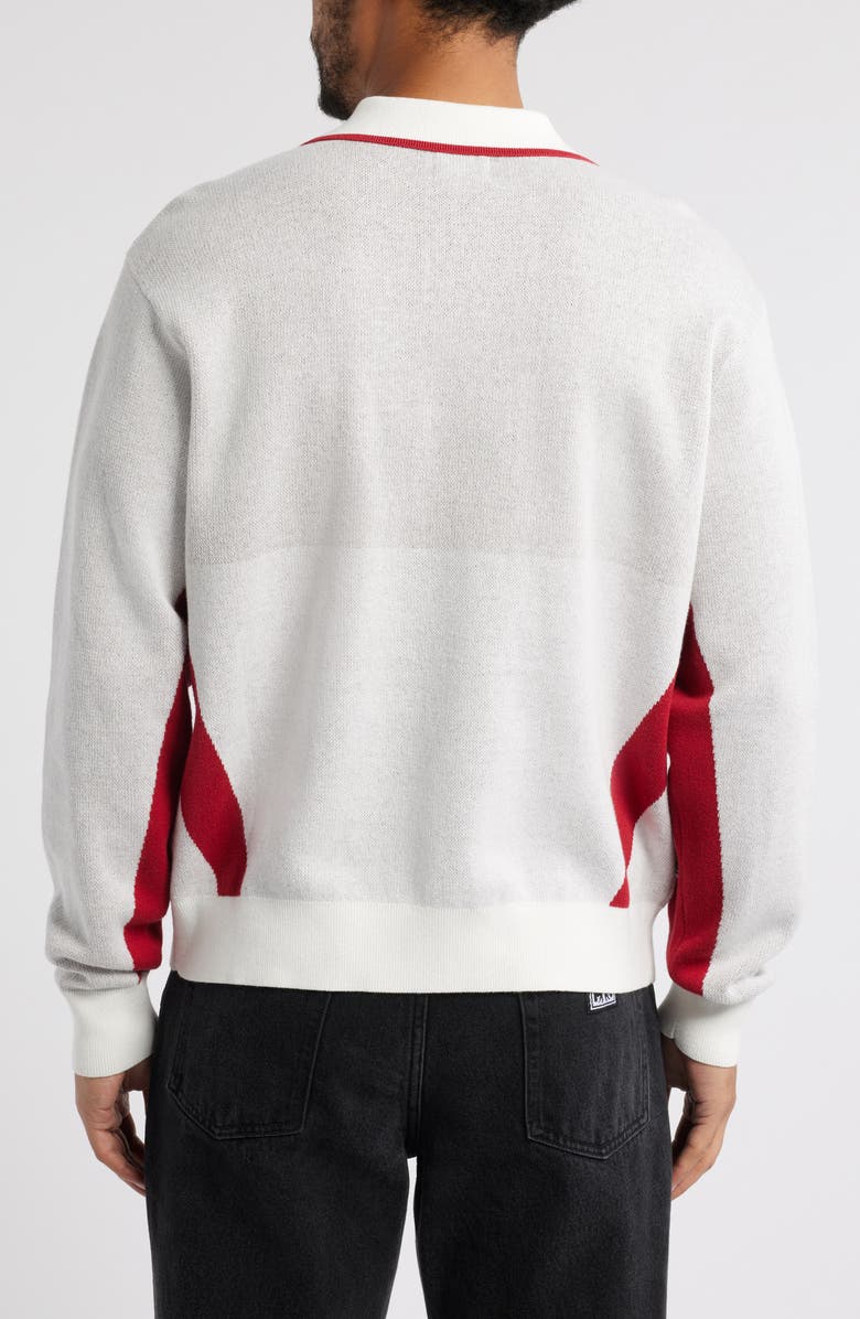 Obey Soccer Long Sleeve Cotton Polo Sweater, Alternate, color, White Multi