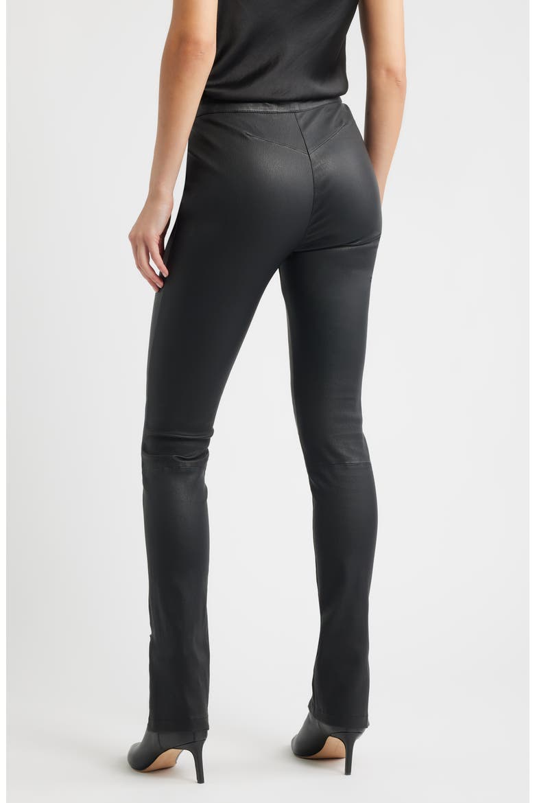 Simax Slim Fit Leather Pants, Alternate, color, BLACK