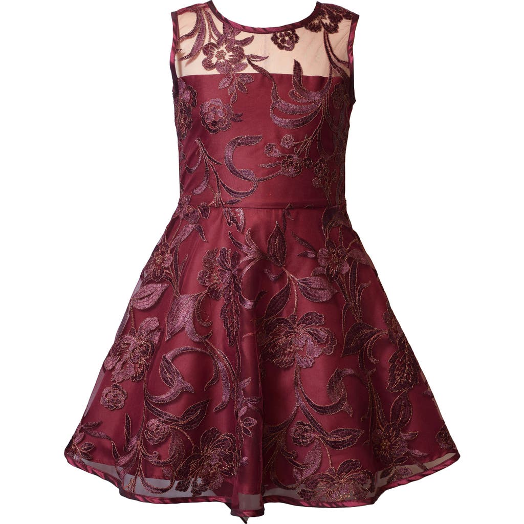 Iris & Ivy Kids' Bow Back Taffeta Party Dress In Burgundy