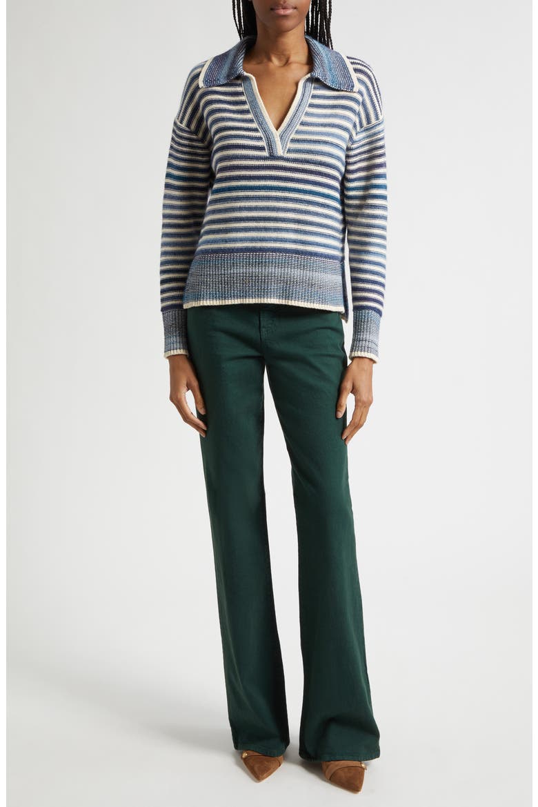 Koko Stripe Cotton & Wool Blend Sweater, Alternate, color, NAVY MULTI