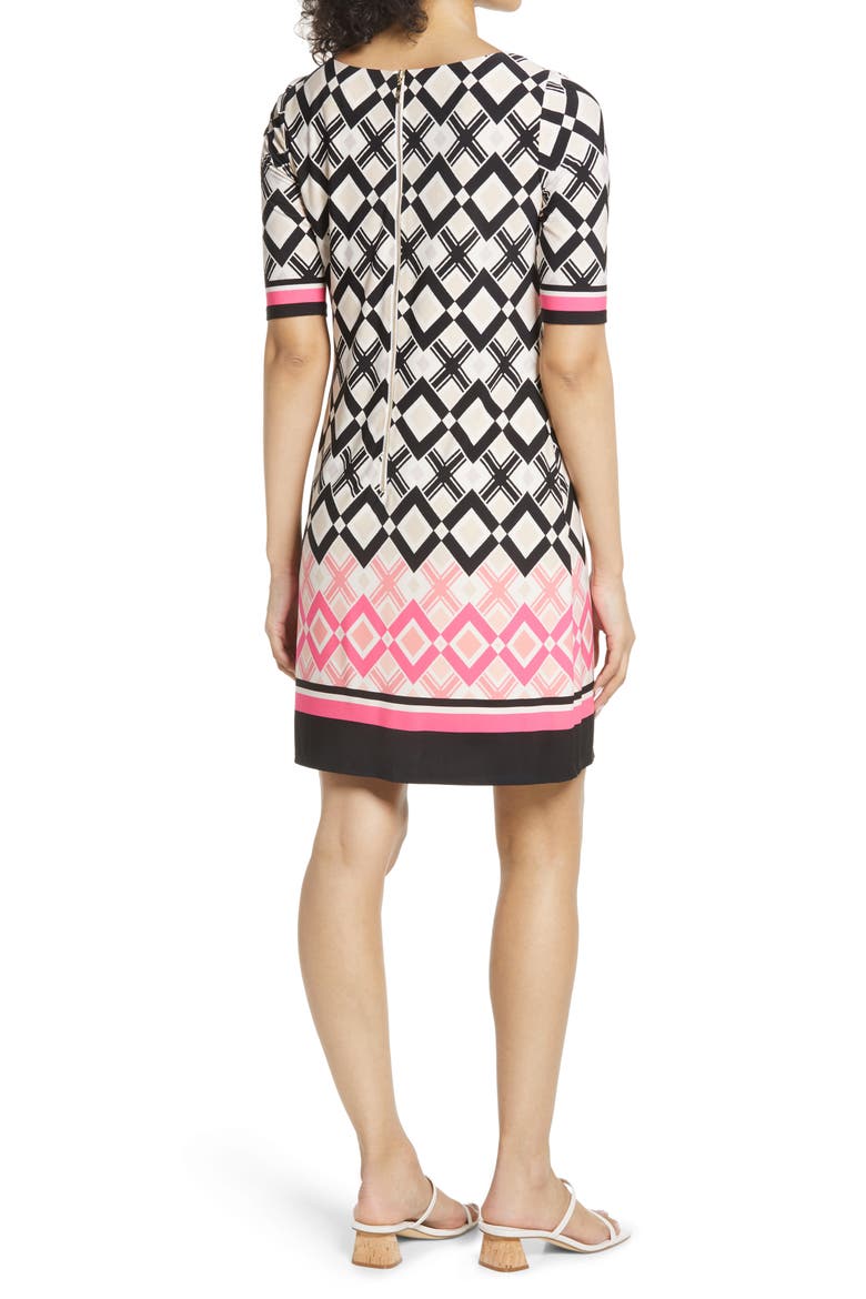 Geo Print Sheath Dress, Alternate, color, BLACK/ PINK