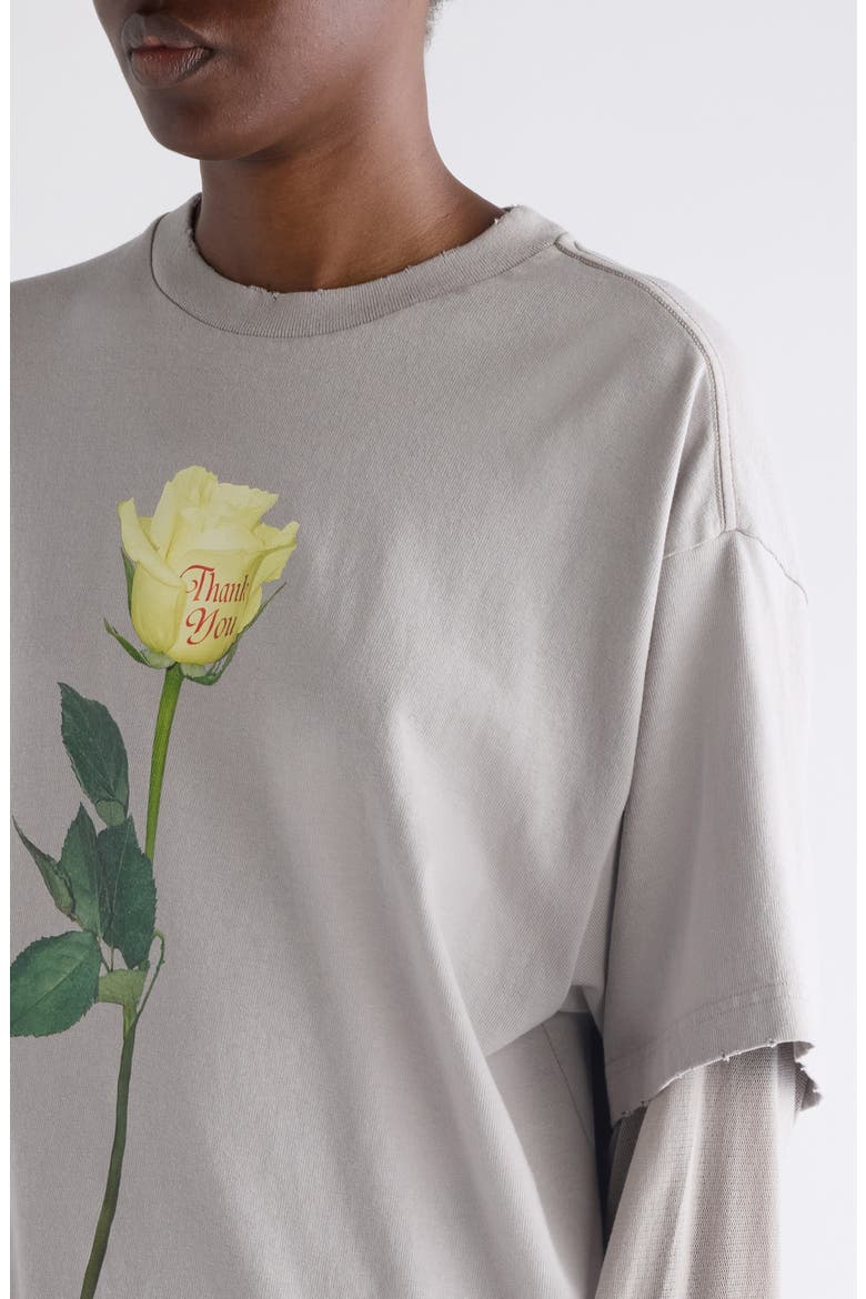 Layered Distressed Long Sleeve Organic Cotton Graphic T-Shirt, Alternate, color, LIGHT GREY