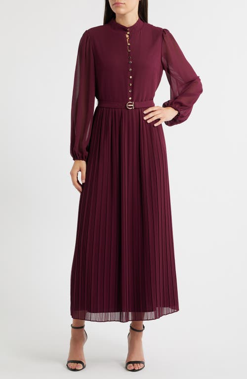 Elie Tahari The Adira Belted Long Sleeve Dress in Noir Berry  product