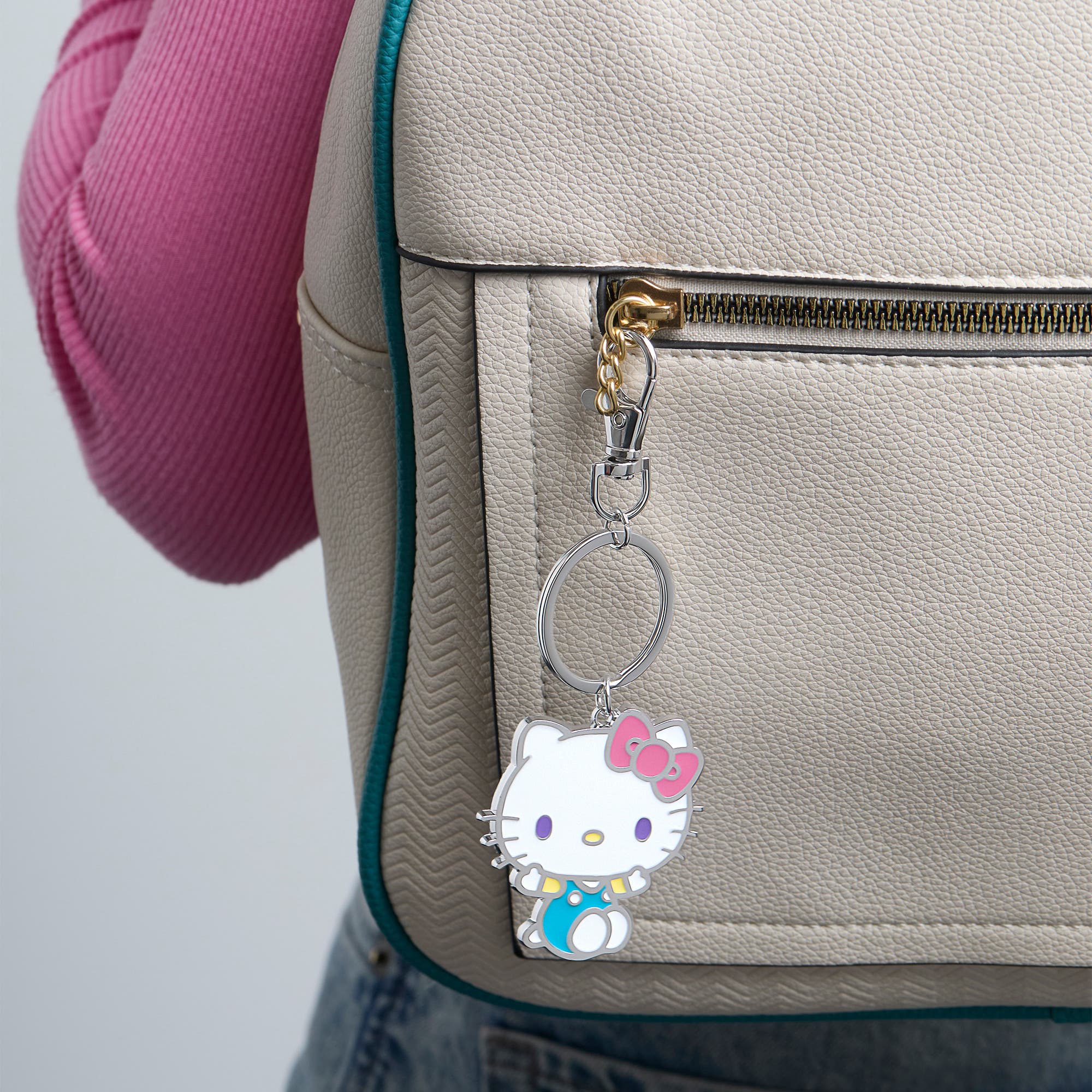Hello Kitty Fashion Keychain with Adorable Charm, Alternate, color, Silver, White