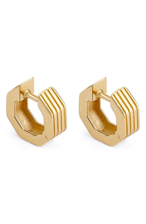 Octagon Huggie Hoop Earrings