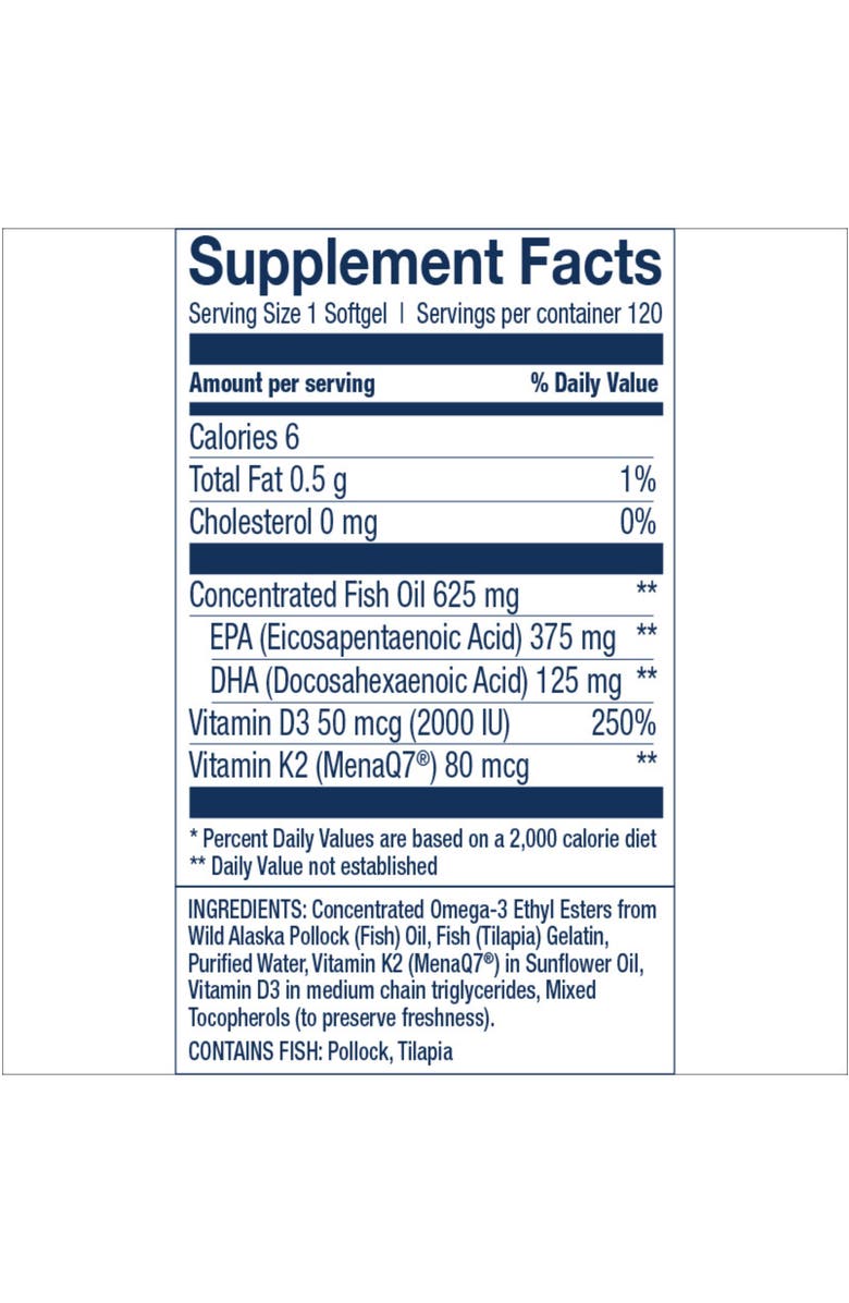 Wiley's Finest Vitamin K2 & D3 Omega-3 Softgels for Bone and Heart Health Support 120 sofgels, Alternate, color, NO COLOR