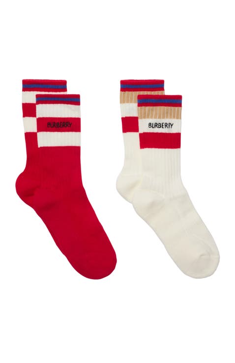 Two-piece Logo Stripe Cotton Blend Socks Set