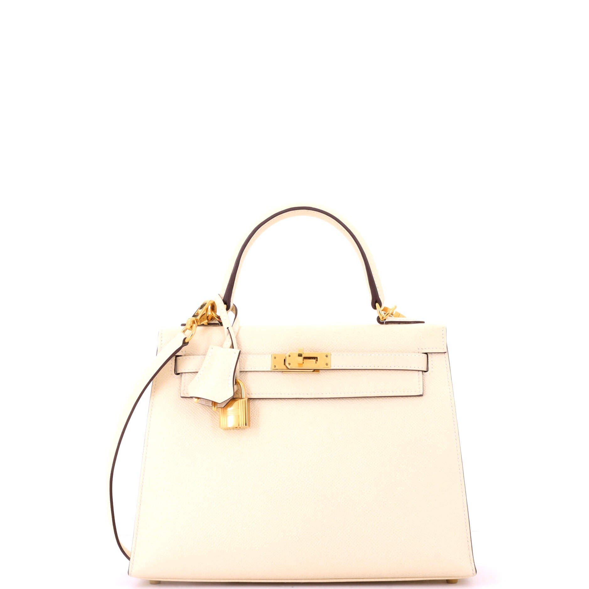 Pre-Owned Hermes Kelly Handbag Light Epsom with Gold Hardware 25, Main, color, Nata