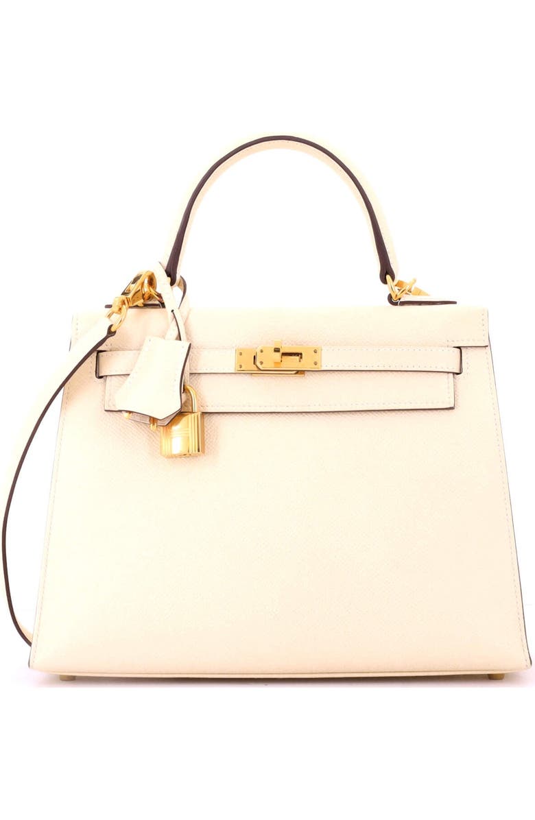 Pre-Owned Hermes Kelly Handbag Light Epsom with Gold Hardware 25, Main, color, Nata
